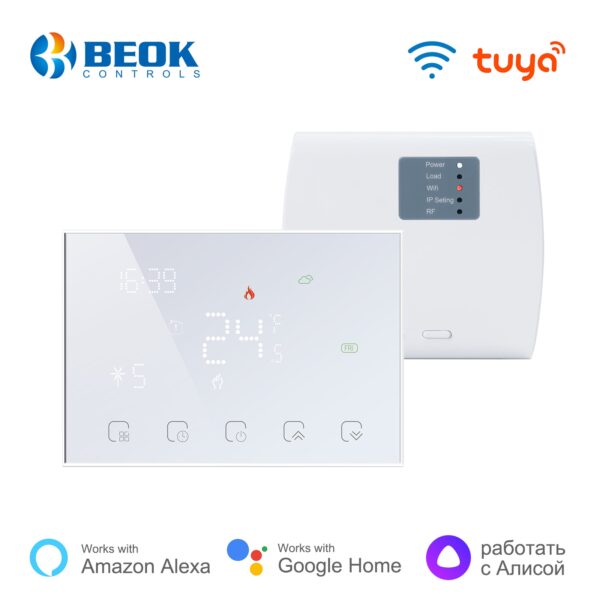 Beok Tuya RF Wireless Thermostat WIFI Temperature Controller For Gas Boiler and Room Floor Heating Work with Yandex Alice, Alexa